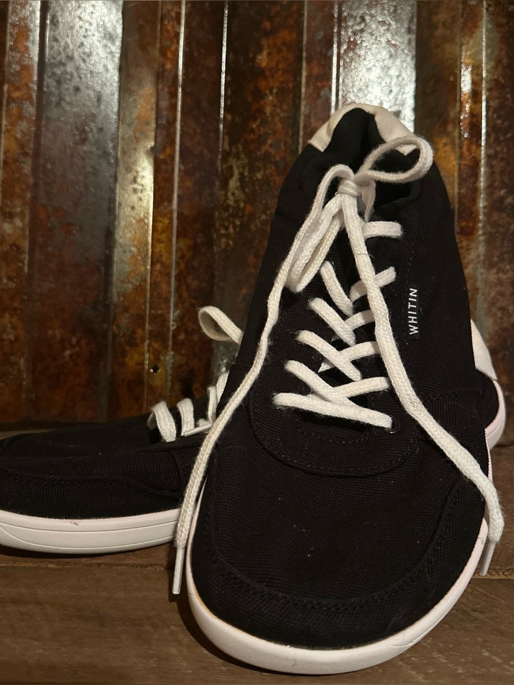 WHITIN Men’s Black Canvas Sneakers with White Accents